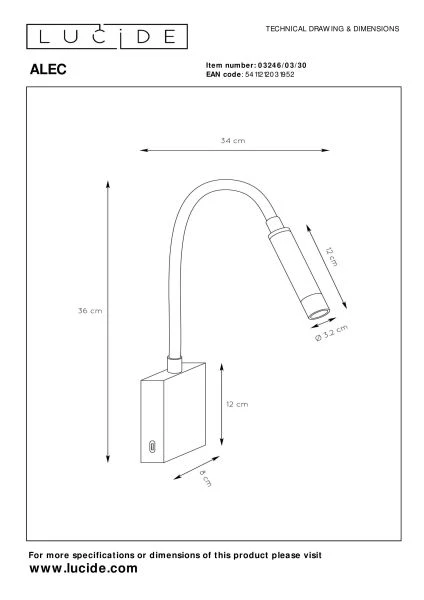 Lucide ALEC - Wall spotlight / Wall light - LED - G9 - 1x3W 2700K - Interchangeable rings included - Black - technical